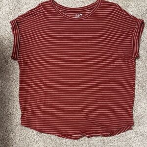 Maurices Burgundy Striped Short Sleeve Tee